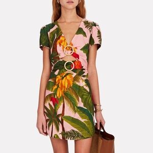 FARM Rio Cocoa Forest Cut-Out Mini Dress Size Large